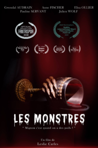 Affiche de divers prix et sélections pour Les Monstres de Lelie Carles et Gwendal Audrain en festival 
